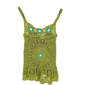 Y2K VTG Colorful Crochet Baby Tank Top Size S Boho Festival One Step Up